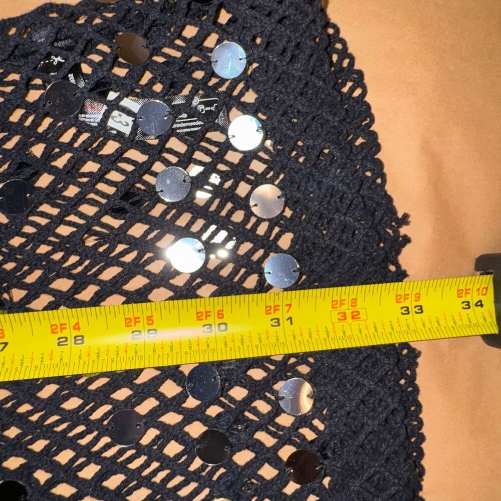 Celandine Black Sequin Fishnet Mini Dress Cover-Up Size M NWT Anthropologie - Picture 11 of 11
